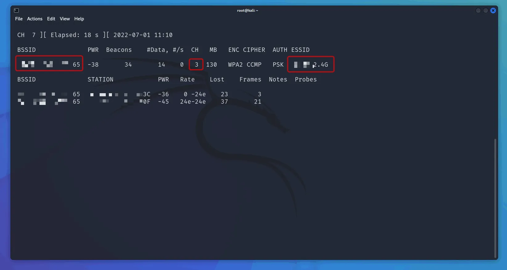 airodump-ng wlan0mon